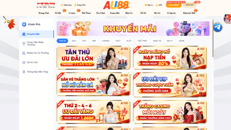 Chương trình khuyến mãi hoàn cược và hoàn nạp không giới hạn AU88